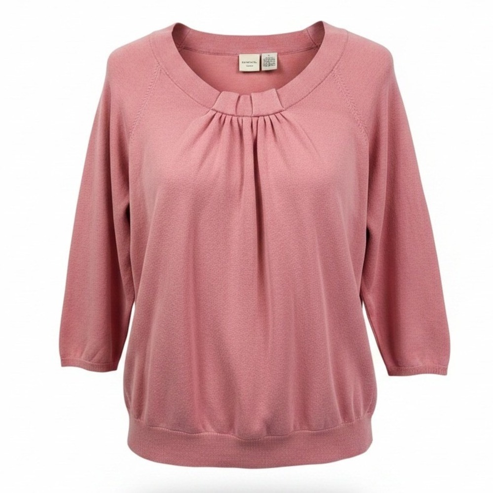 Merona XL Pink Silk Blend Pleated Scoop Neck Sweater Coquette Balletcore Classic